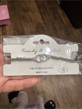 Silver-Tone Interlocking Circle Bracelet